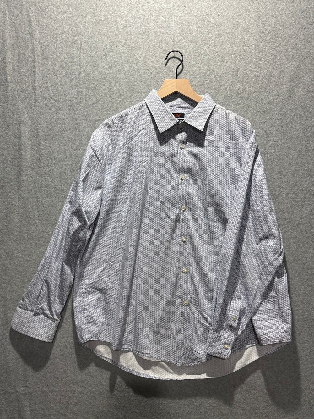 Egara Mens Skinny Fit Stretch Blue Geometric Dress Shirt Long Sleeve